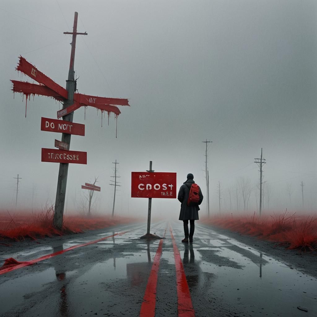 Surreal Desolate Landscape with Impasto Textures