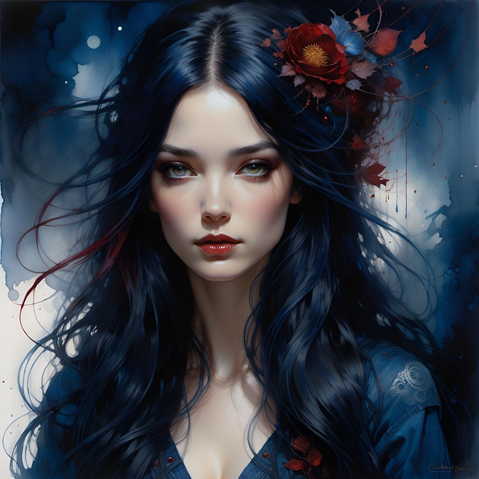 Woman's Portrait in Klimt-Inspired Style