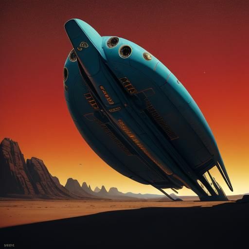 Coffin Spaceship Lands on Alien Planet in Surreal Style