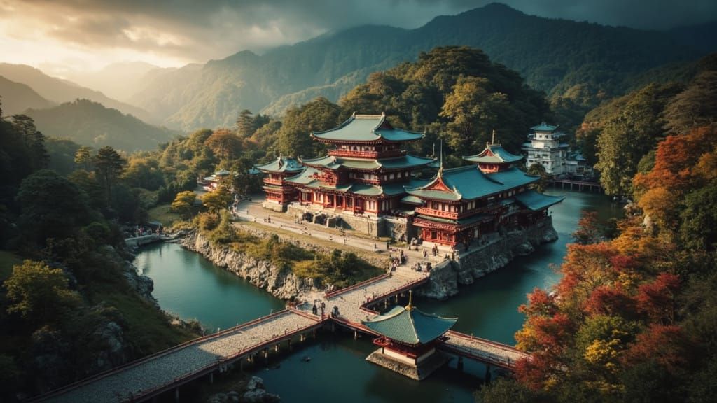 Mount Koya Sacred Mountain Sunset Digital Matte Painting