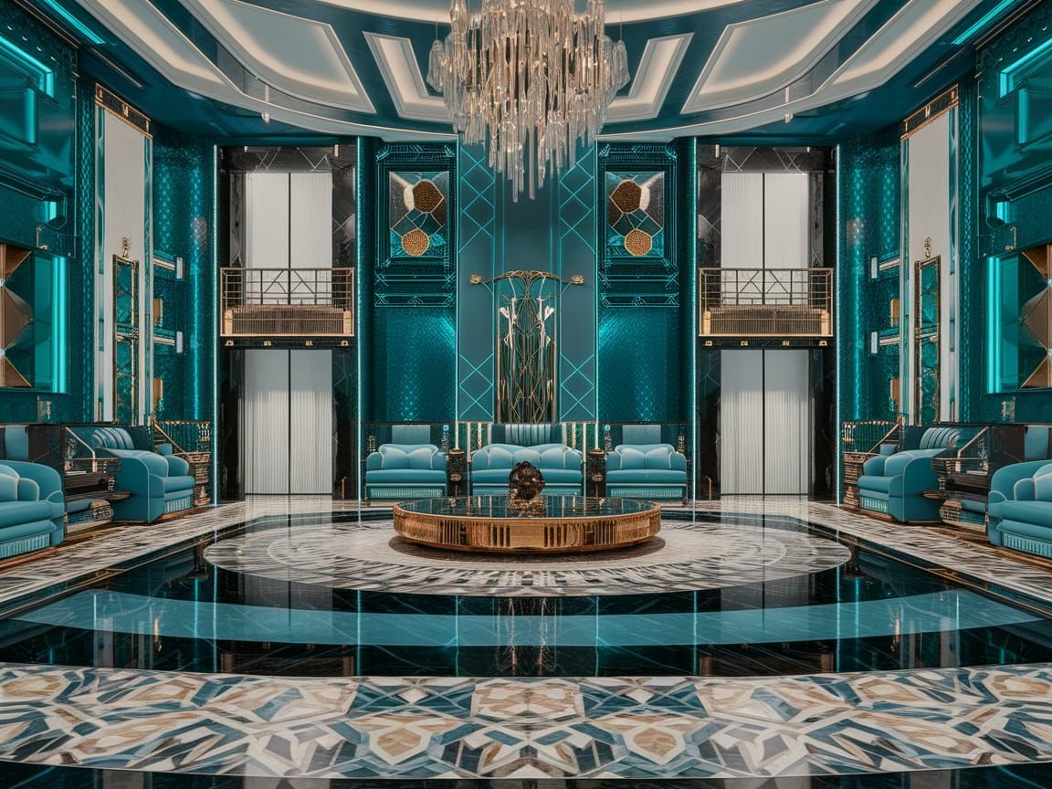 Turquoise  Art Deco living room