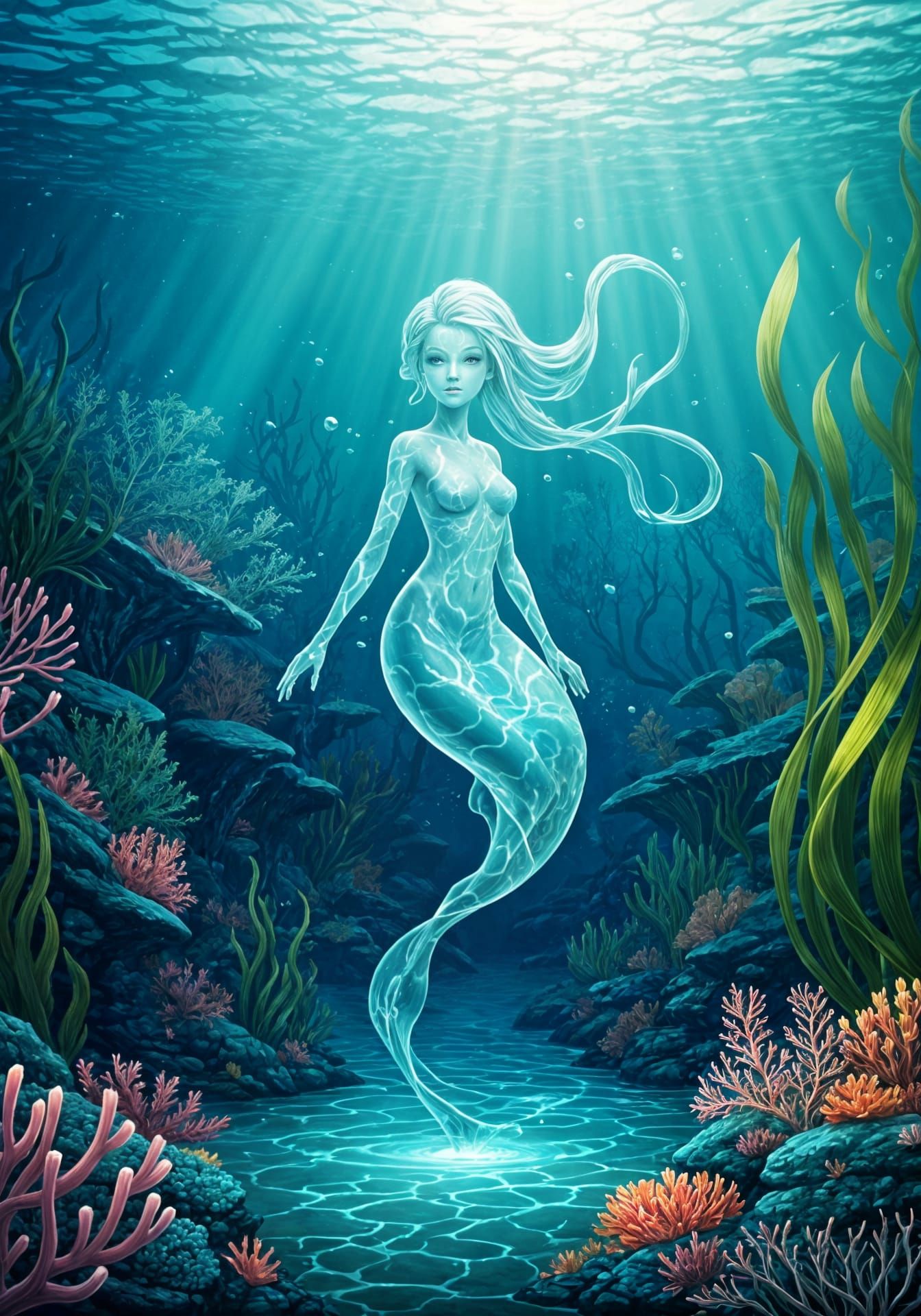 Ethereal Underwater Undine Spirit Shines Bright