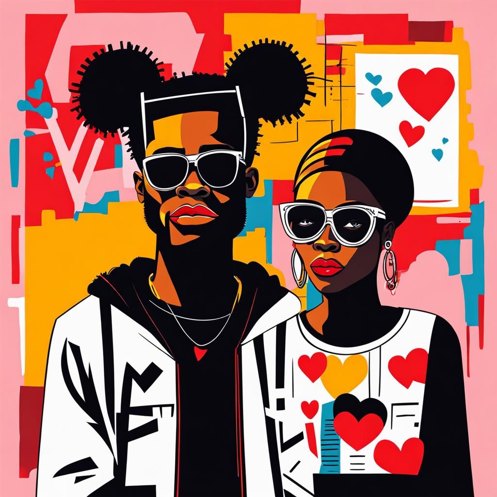 Valentine's Day Couple in Basquiat Style