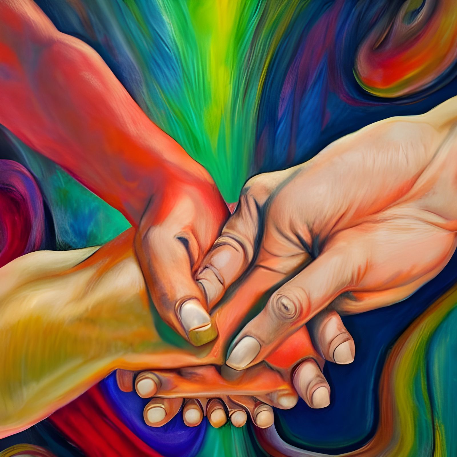 Lovers Holding Hands Amidst Hatred: Hyperrealistic Art