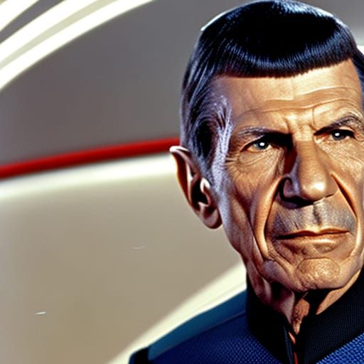 Spock Portrait on Starship Enterprise Bridge
