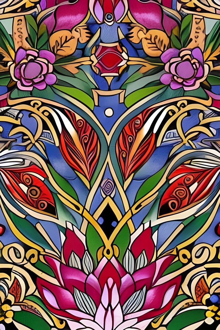 Ornate Gaelic Folk Art in Vivid Colors