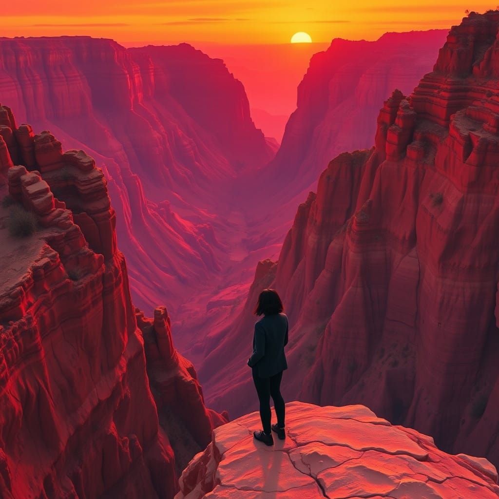 Woman at Crimson Canyon Edge