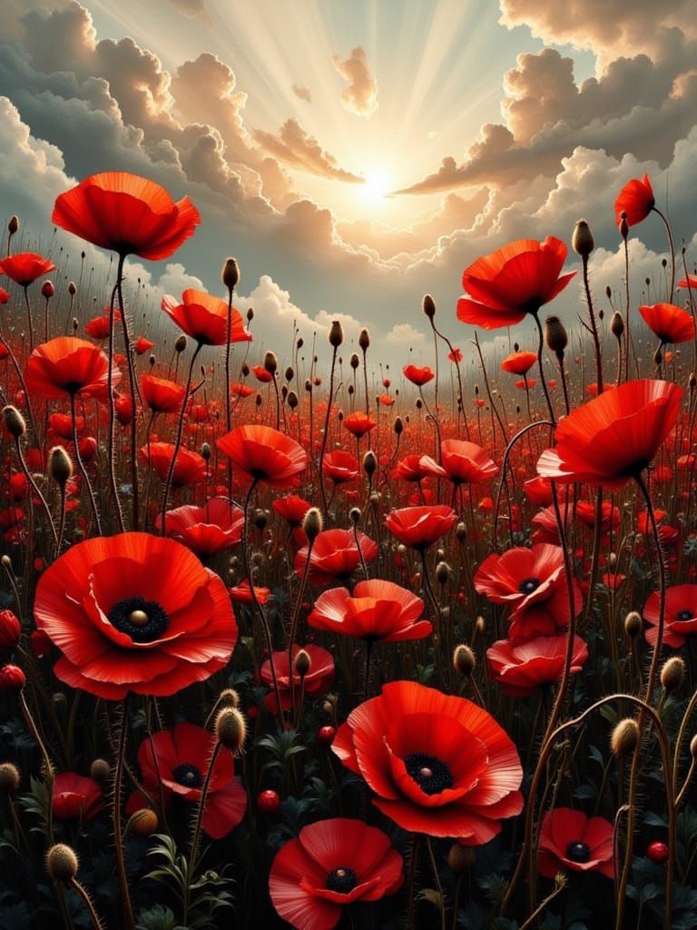 Red, colorful poppies