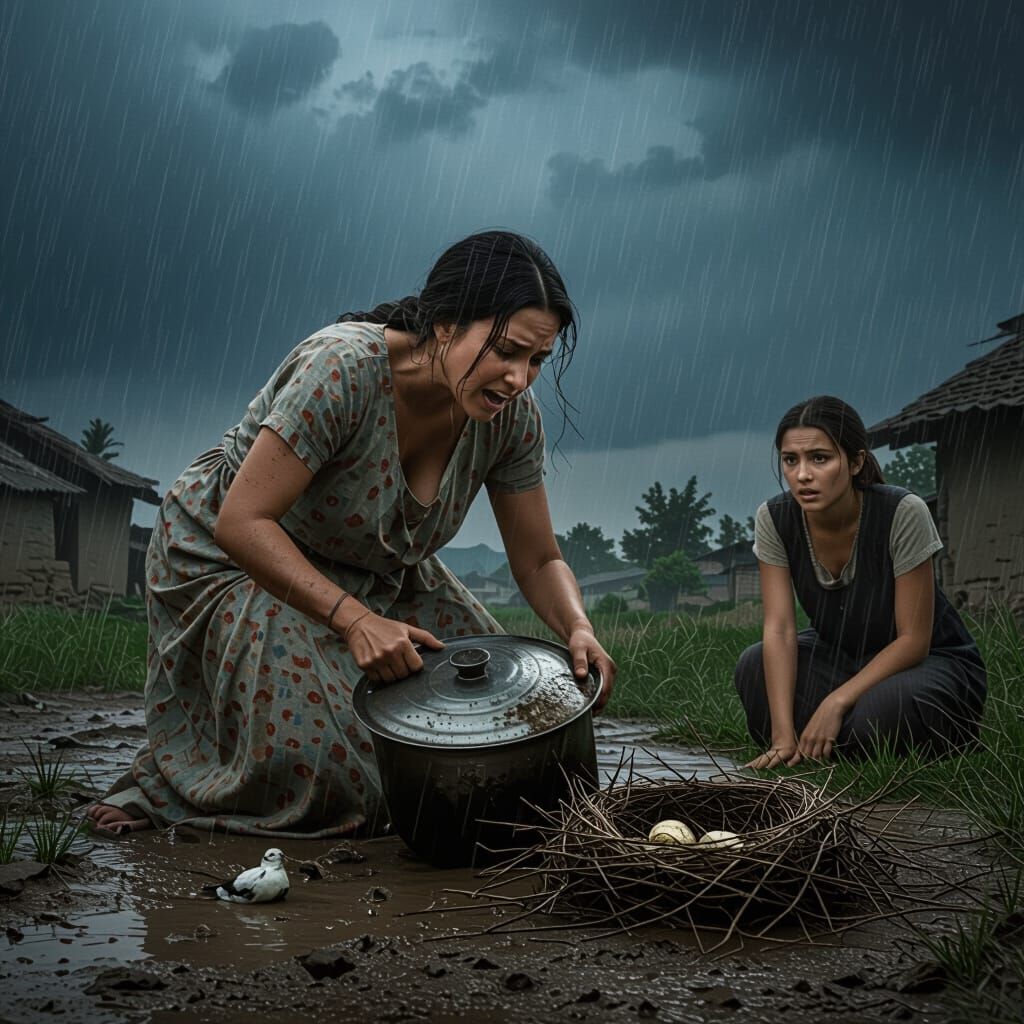 Mother Rescues Pot Amidst Storm, Broken Nest