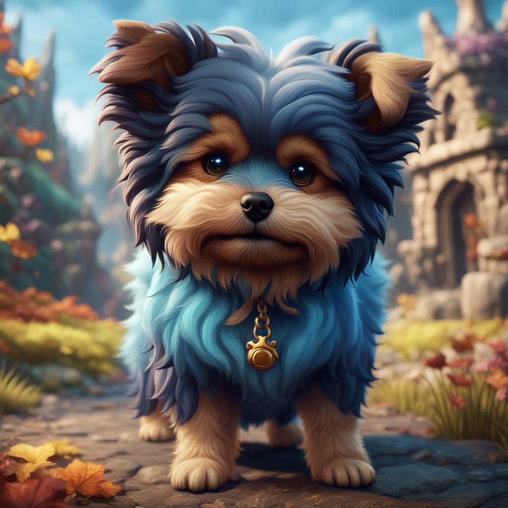 Cute Fluffy Dog in Detailed Fantasy Art