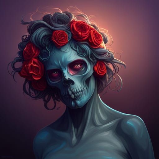 Santa Muerte Portrait in Hyperdetailed Art Style