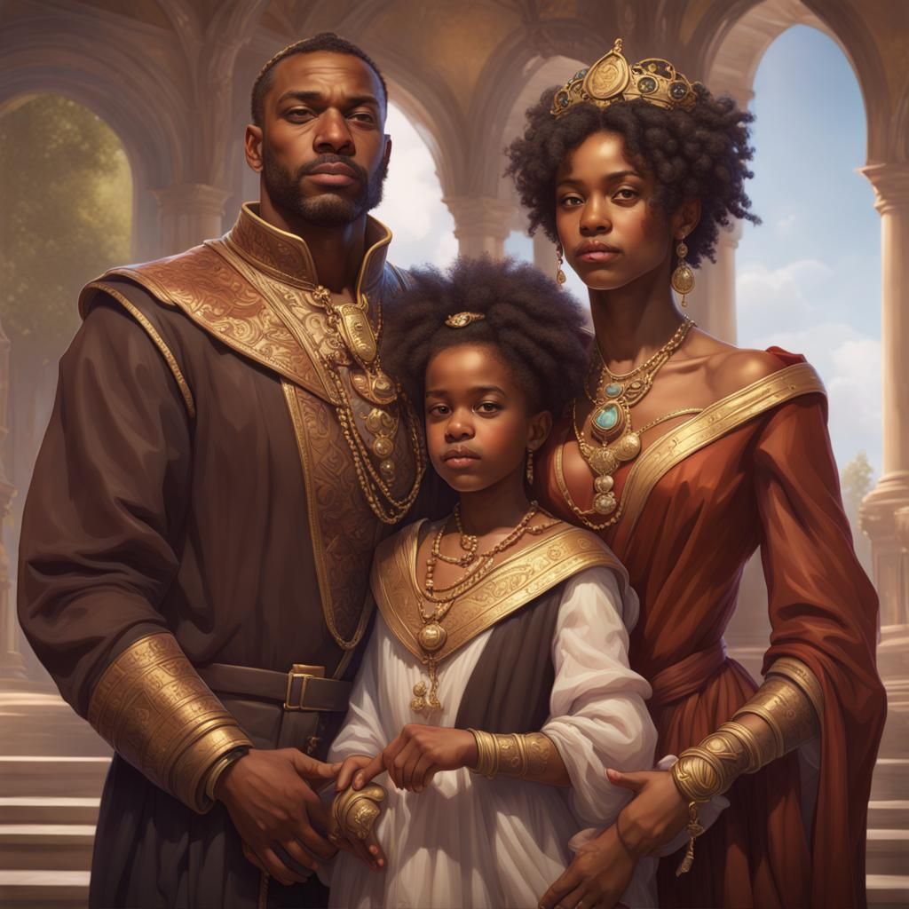 Royal Family Portrait in Hyperdetailed Style