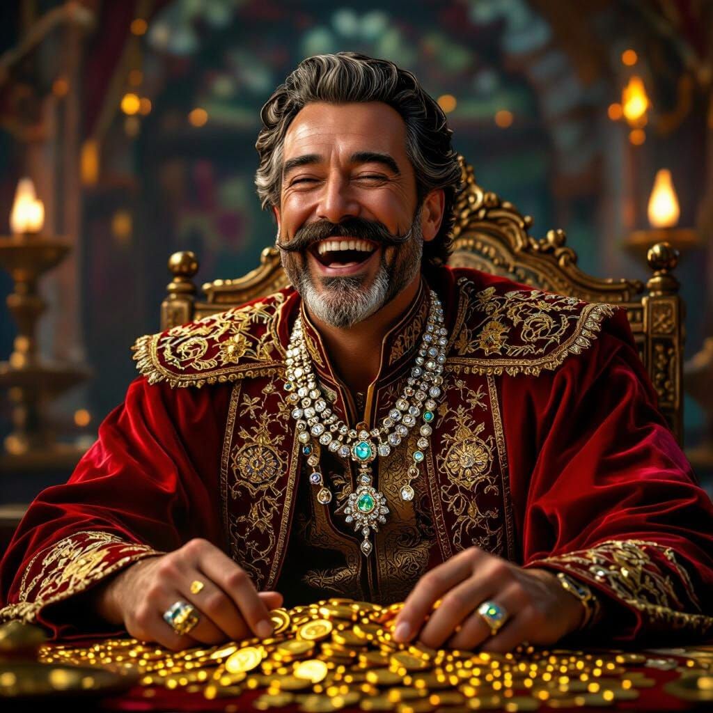 Joyful Wealth: A Lavish Scene in Detailed Matte Painting