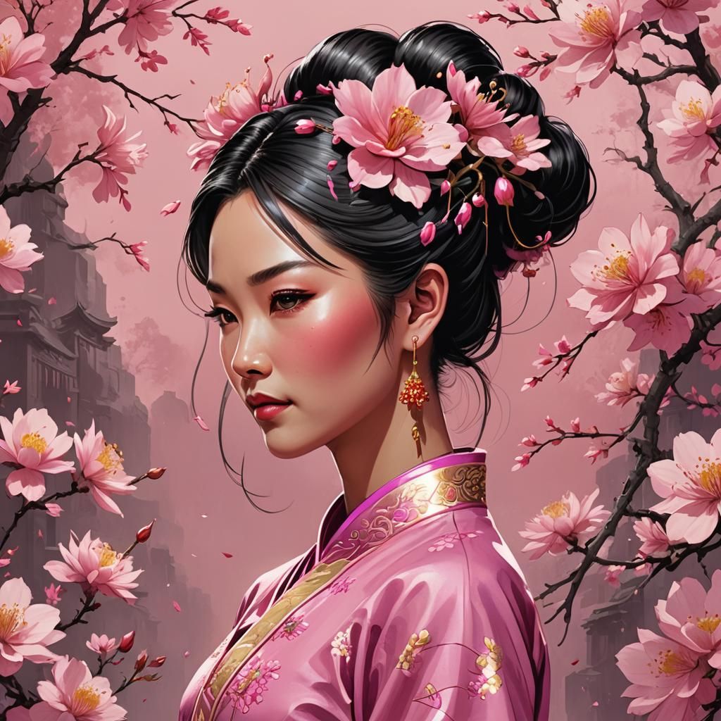 Chinese Lady in Pink: Comic Book Art