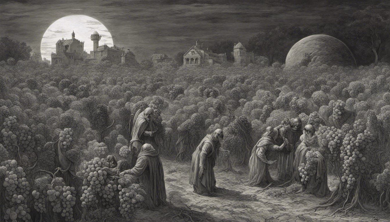 Horror Planet of Grapes in Gothic Style