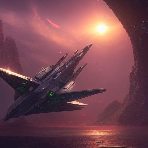 Detailed Starship Matte Painting in Deep Color