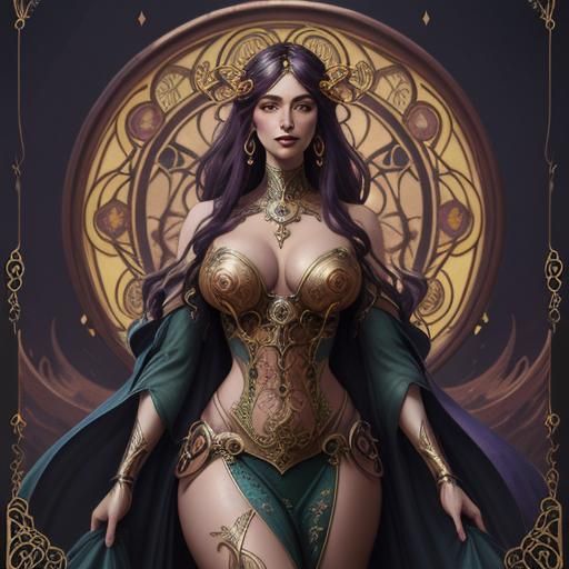Art Nouveau Zodiac Goddess: Detailed Matte Painting