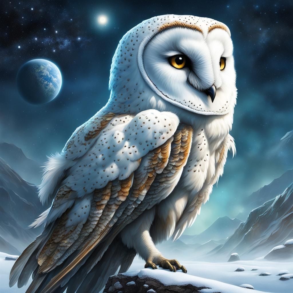 Exoplanet: White Owl-like Alien Lifeform Concept Art