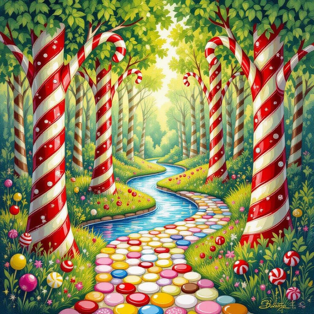 Enchanted Candy Forest with Gummy Leaves