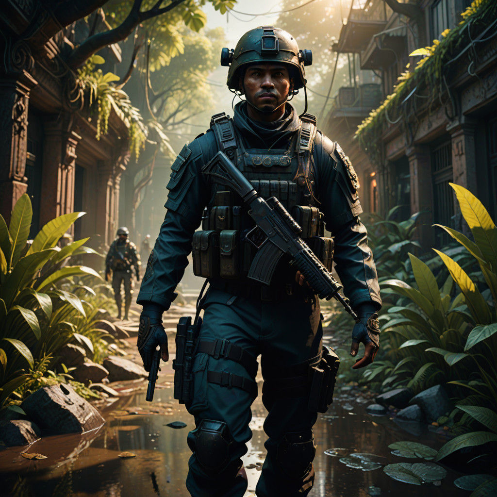 Brazilian Soldier Walks Through Chaos