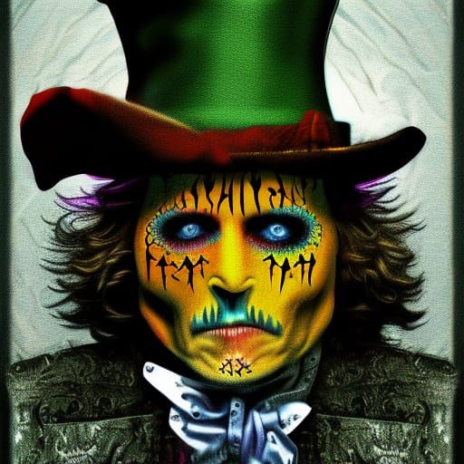 Mad Hatter Astral Illustration in Mixed Media