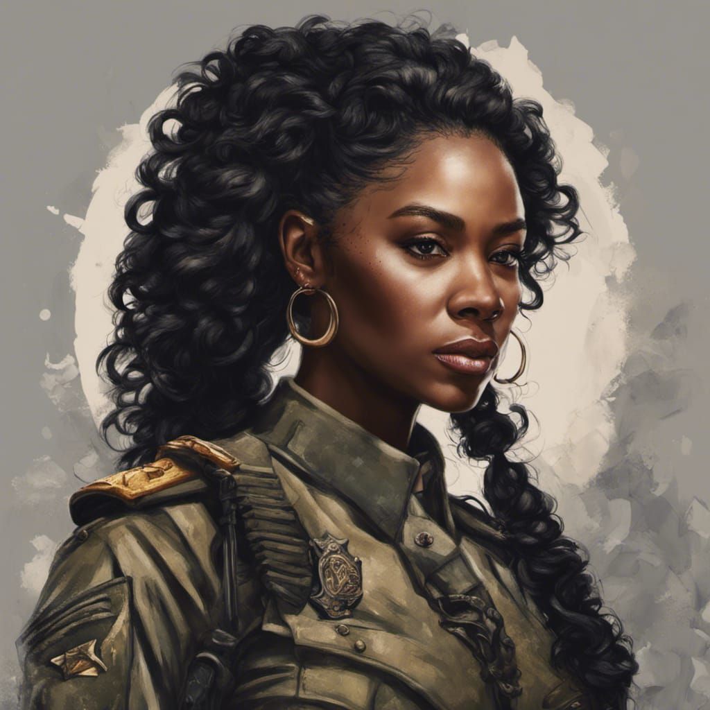 African American Woman in Military Uniform Portrait