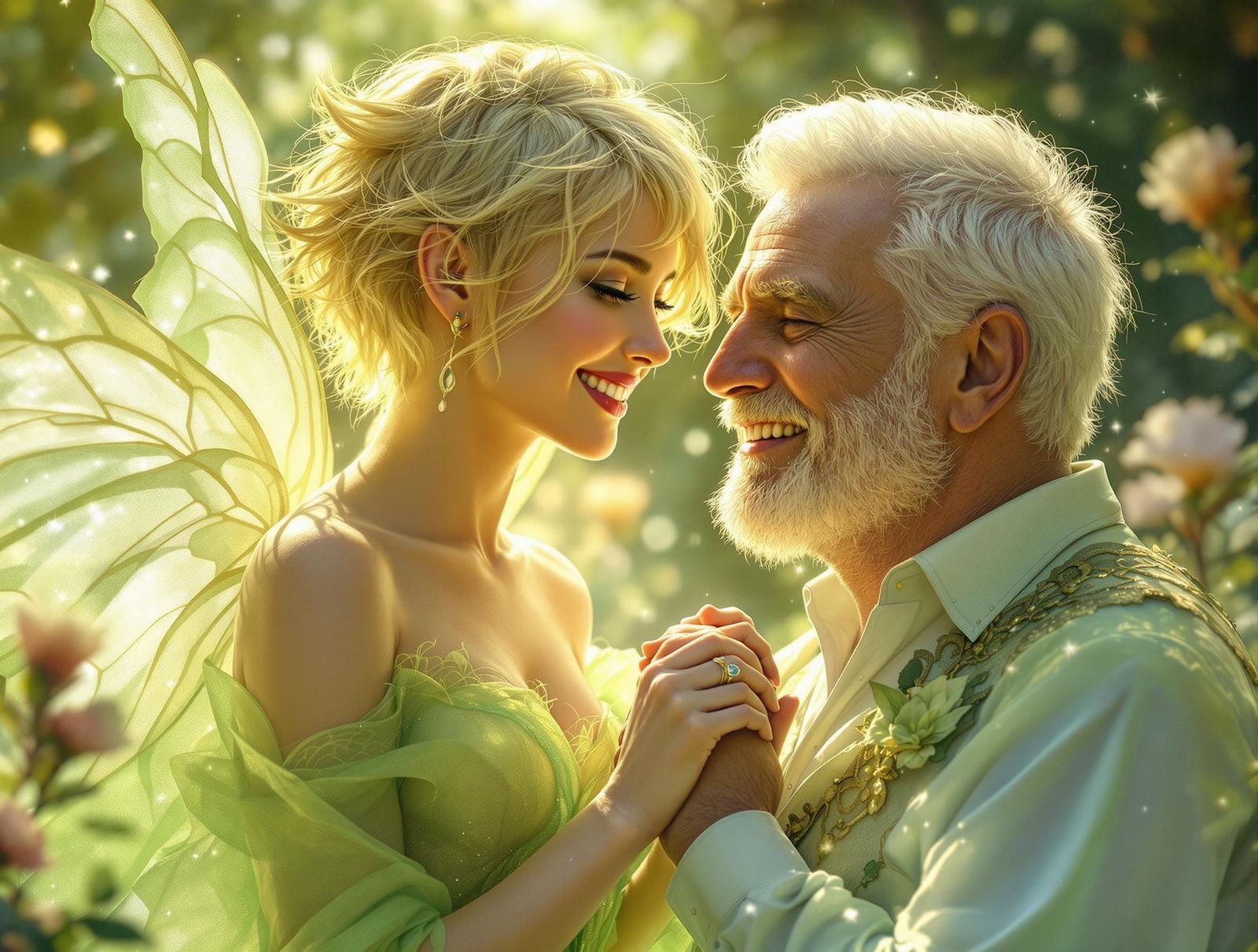 Ethereal Goddess of the Faeries in a Shimmering Green Gown