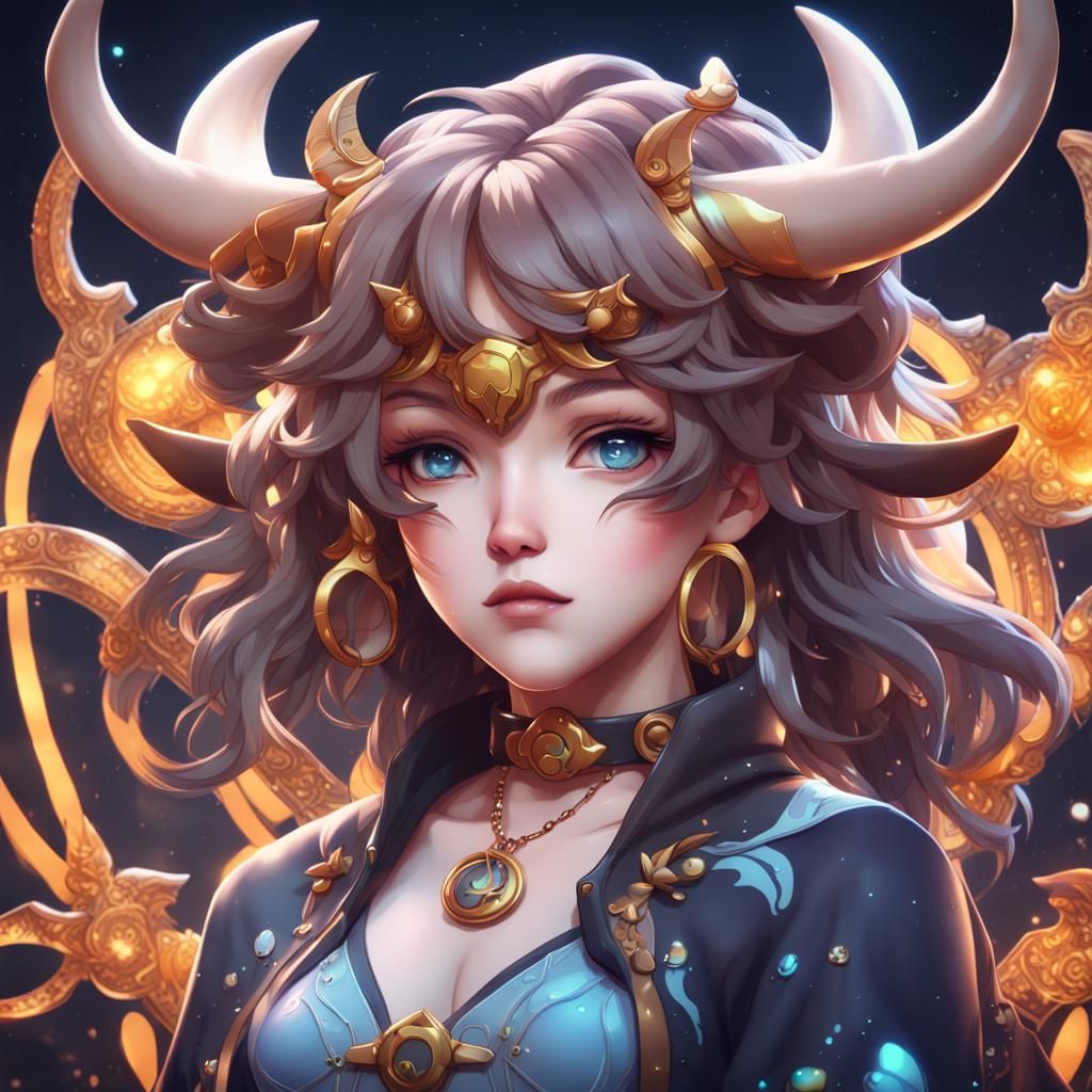 Cute Taurus anime girl - Zodiac collection