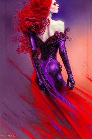 Intricate Red Queen Portrait in Electric Style