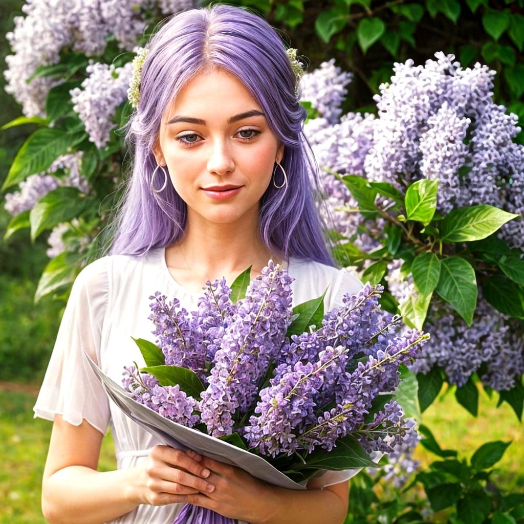 Delicate Lilac Bouquet in Digital Art Style
