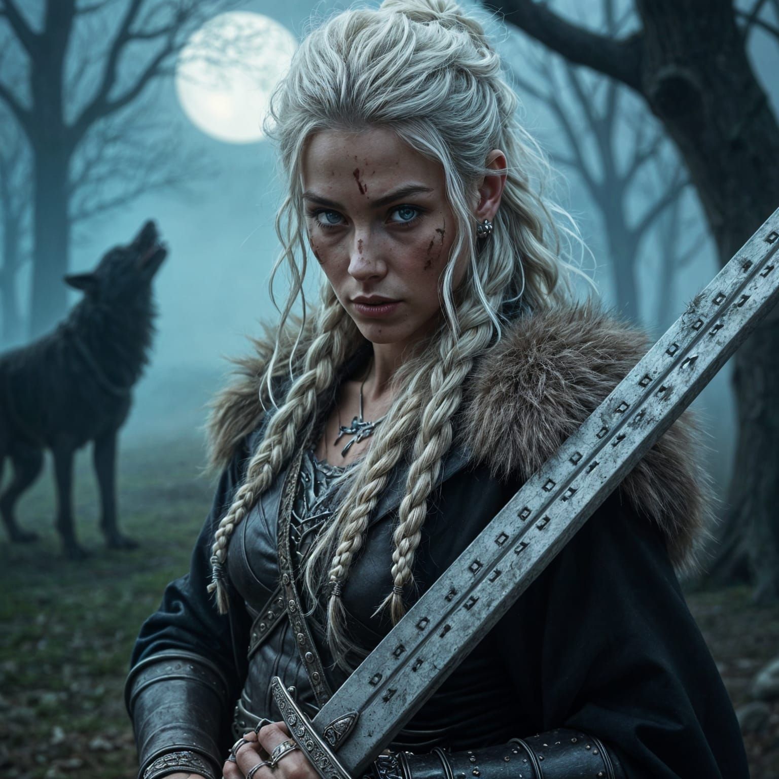 Fearsome Viking Warrior Woman in Atmospheric Style