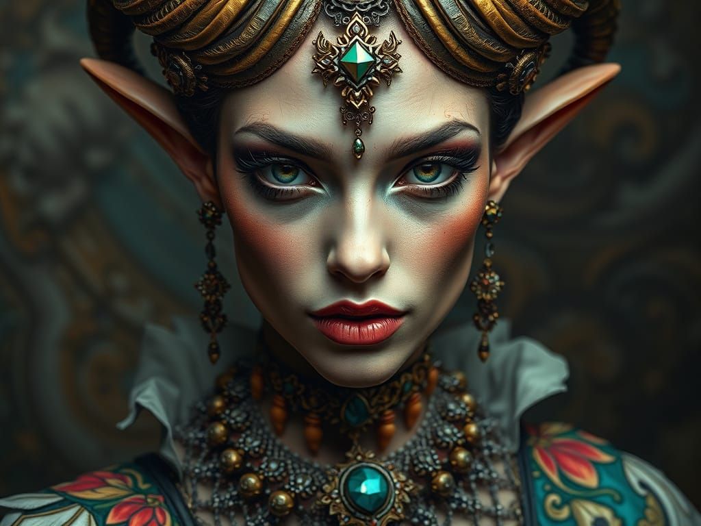 Hyperrealistic Female Faun in Pre-Raphaelite Style