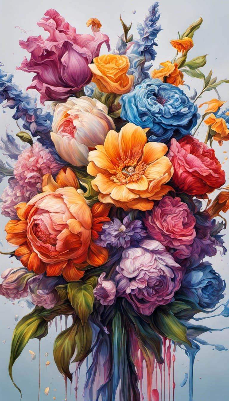 Hyperrealistic Bouquet of Flowers in Vivid Color