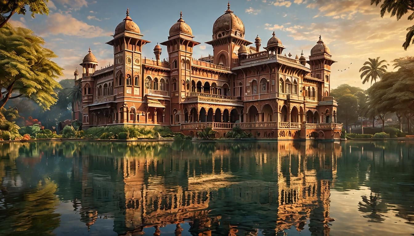 Mughal Palace Architecture in Kinkade Style