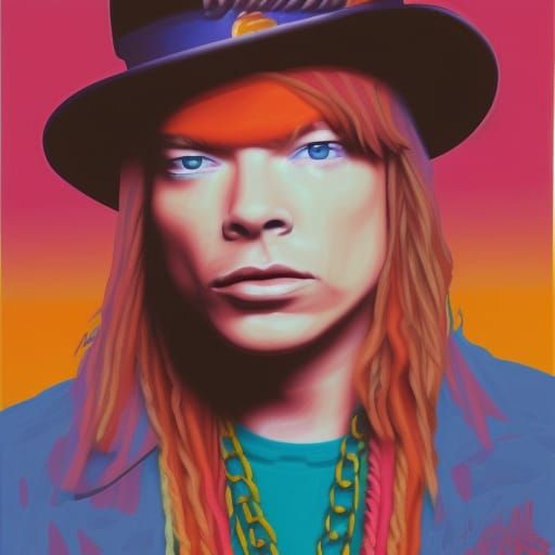 Axl Rose 1991: Abstract Portrait in Complementary Colors