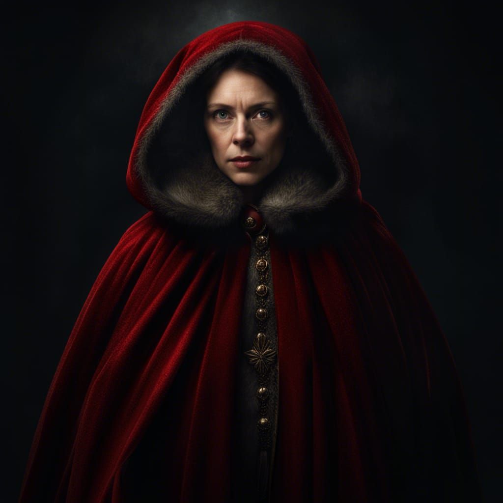 Woman in Red Cloak: Rembrandt-Style Portrait