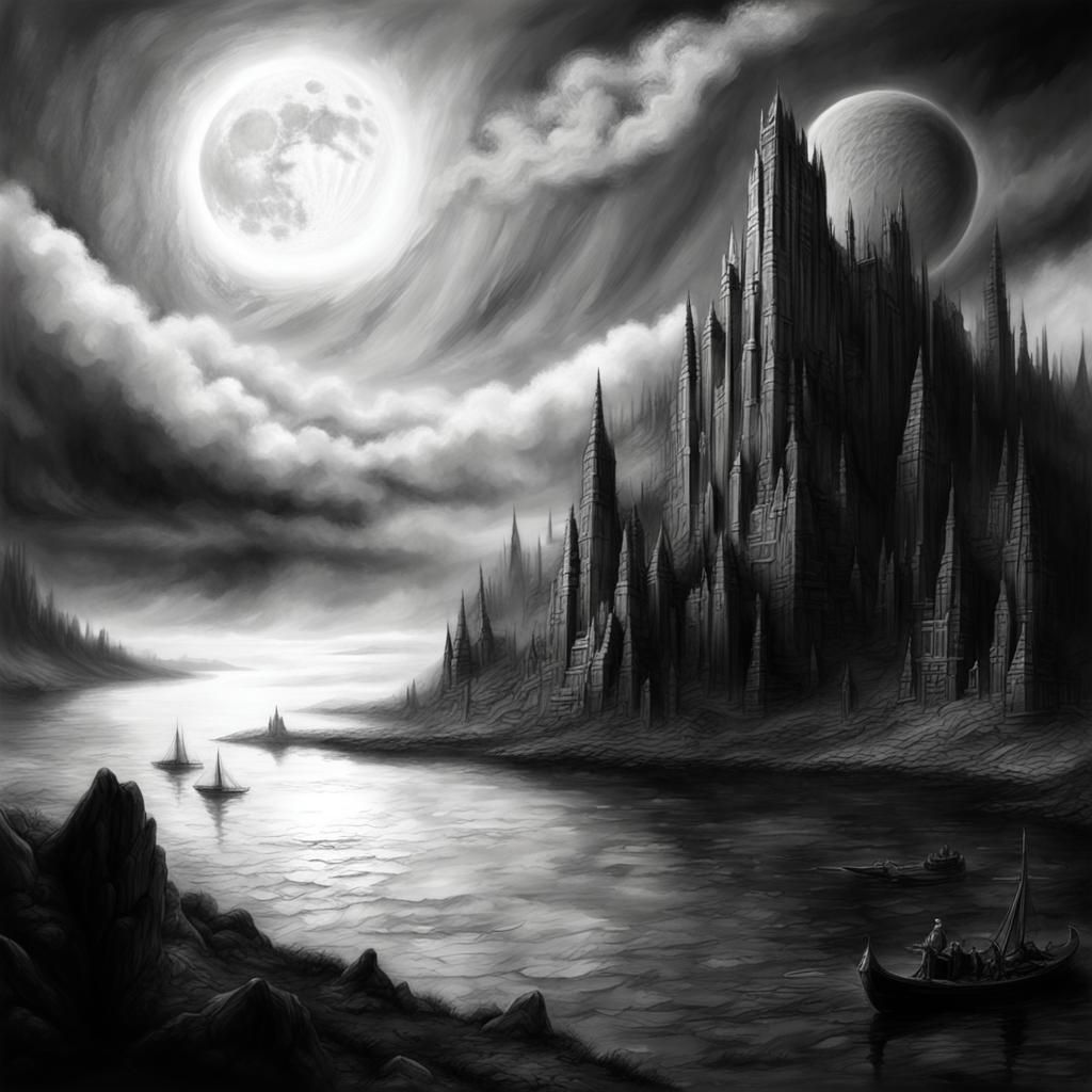 Epic Charcoal Castle Under the Celestial Sun