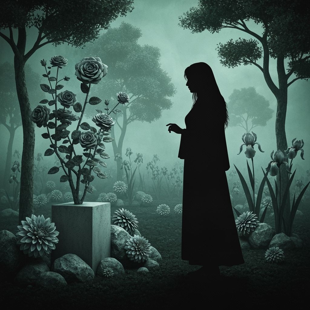 Stone Garden Silhouette: Eerie Floral Landscape