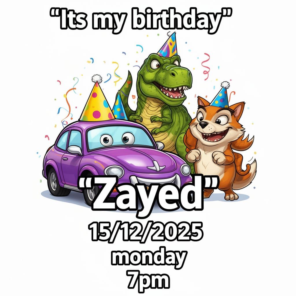 Funny Birthday Meme with Cars, Dinos, and Animals