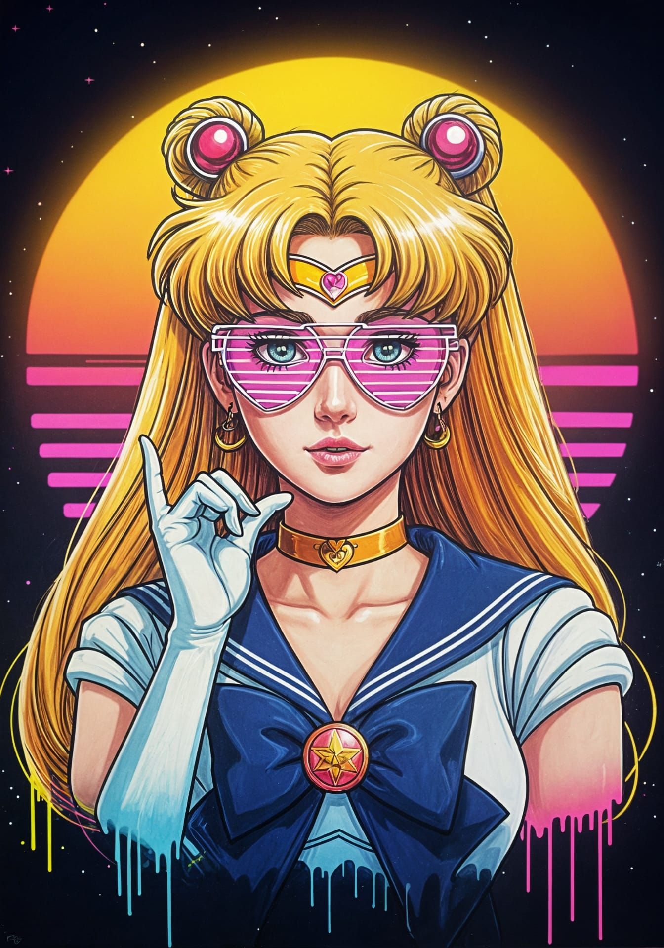 Sailor Moon in Neon Graffiti Style