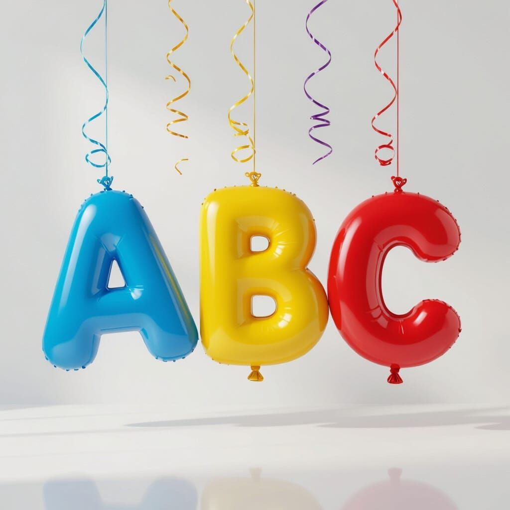 ABC Balloons in Playful Pixar Style