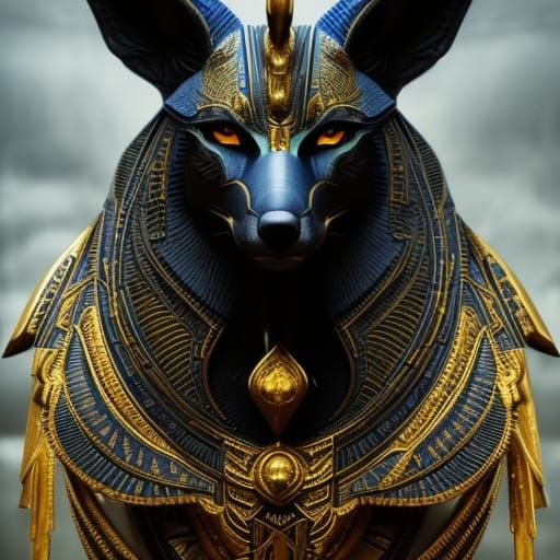 Anubis: Jackal-Headed Egyptian God in Liquid Watercolor