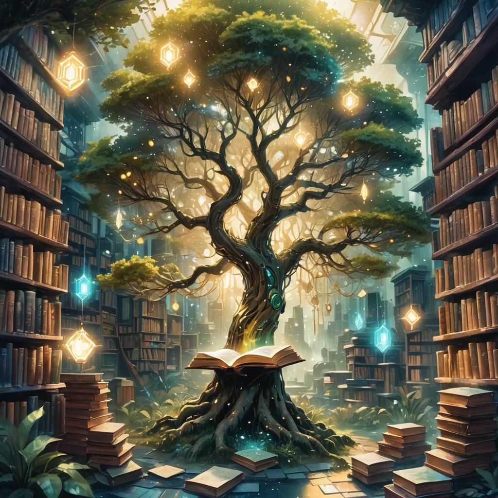 Crystalline Tree in Cyberpunk Garden