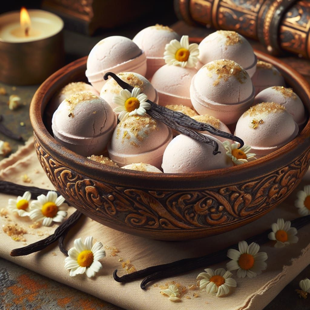 Medieval Bath Bombs in Creamy Vanilla and Chamomile