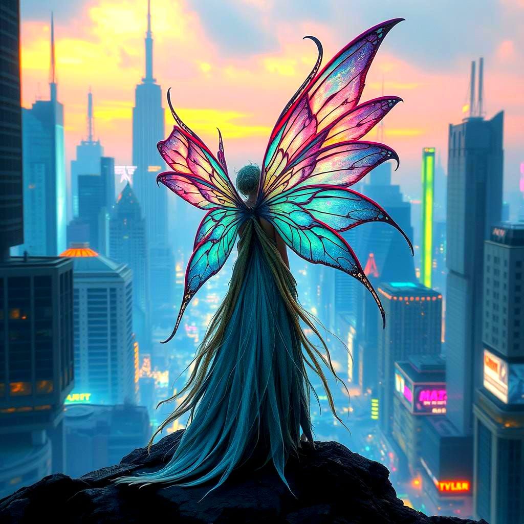 Fairy in a city of tomorrow