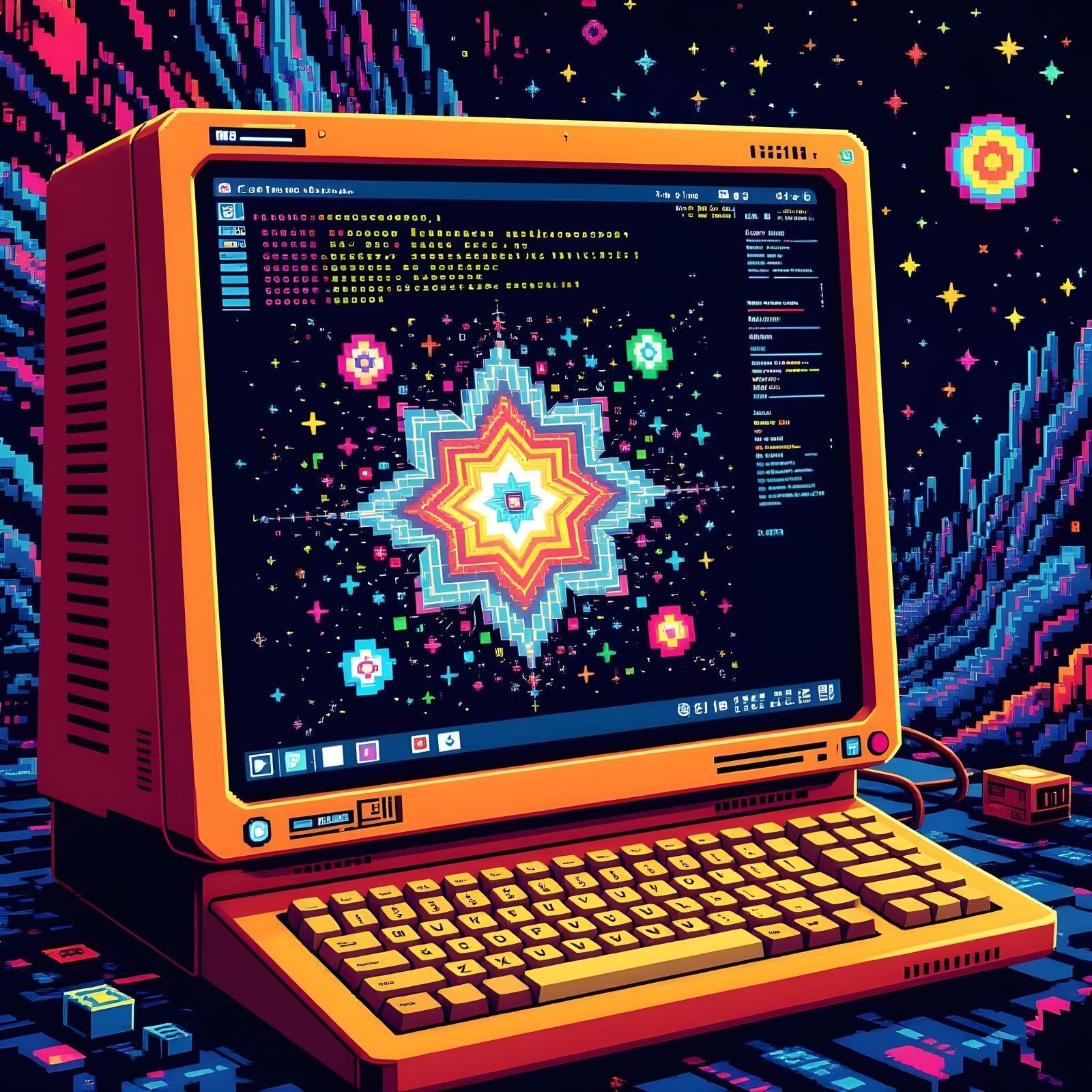 Pixelated Fractals on Retro Linux Terminal