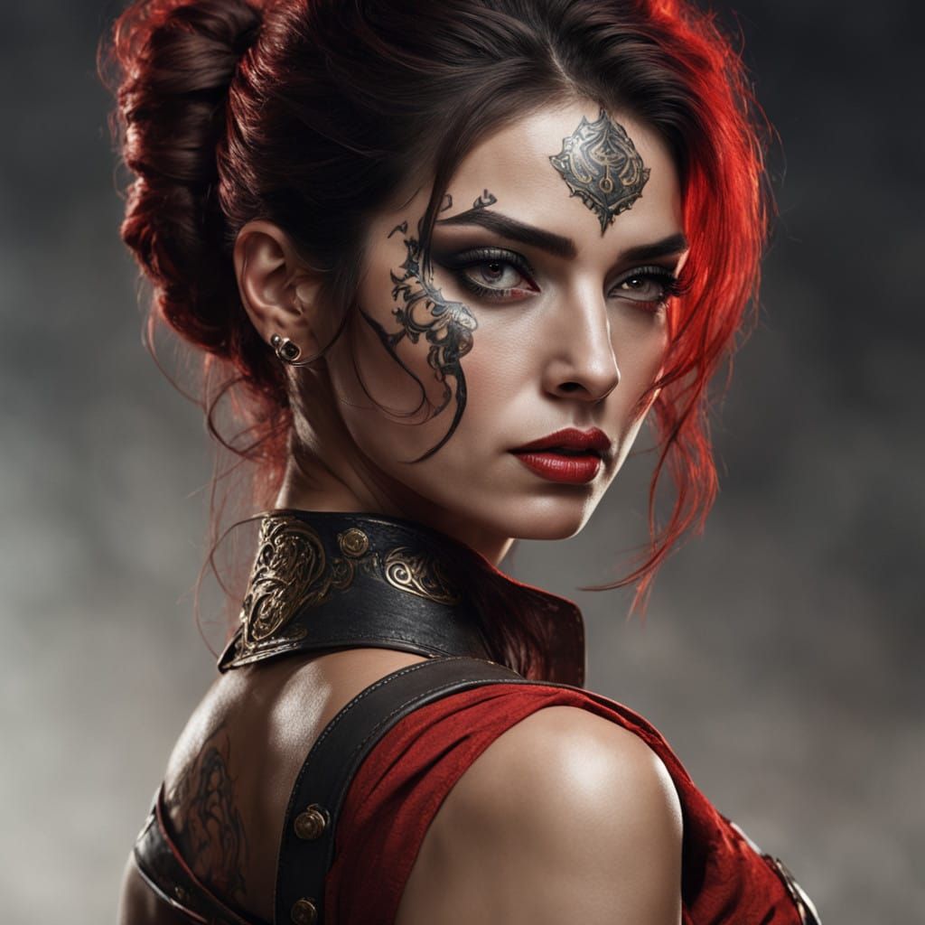 mujer guerrera, poderosa y feroz