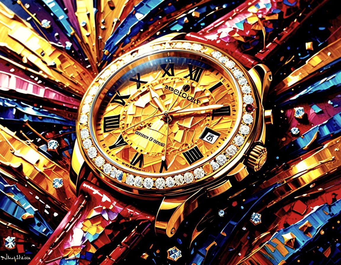 Luxurious Neo-Expressionist Watch Portrait in Oil
