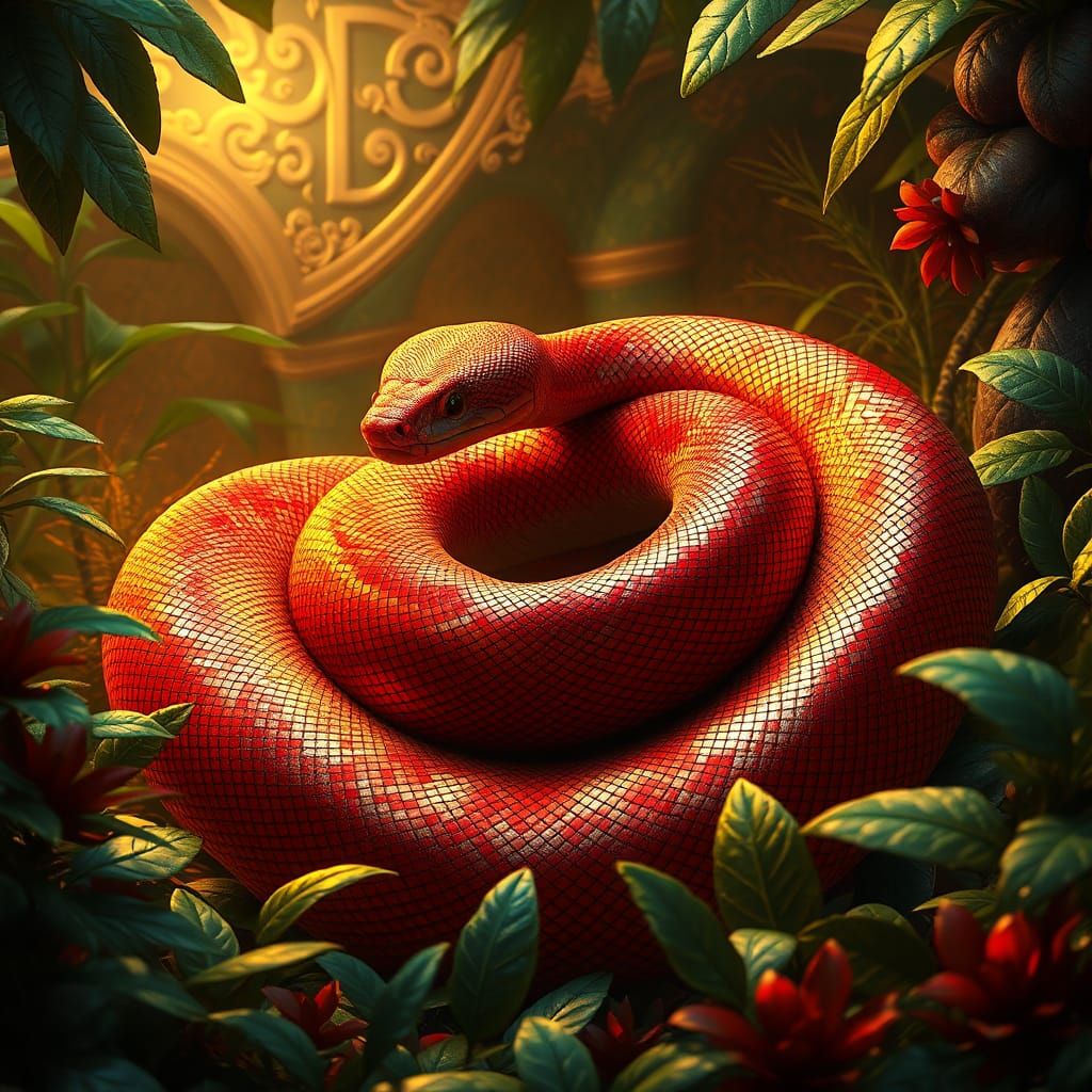Majestic Red-tailed Boa in Mystical Environment