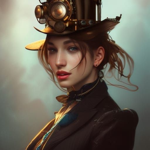 Steampunk Man Portrait in Hyperdetailed Digital Art